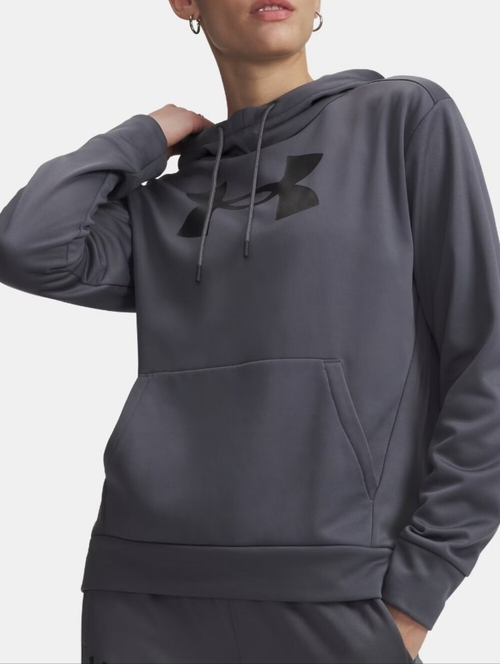 Under Armour Gray Fleece Big Logo Hoodie Sweatshirt Msrp $55